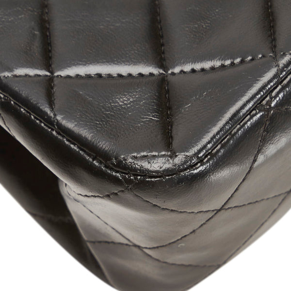 シャネル マトラッセ ダブルフラップ チェーンショルダーバッグ ブラック レザー レディース CHANEL 【中古】