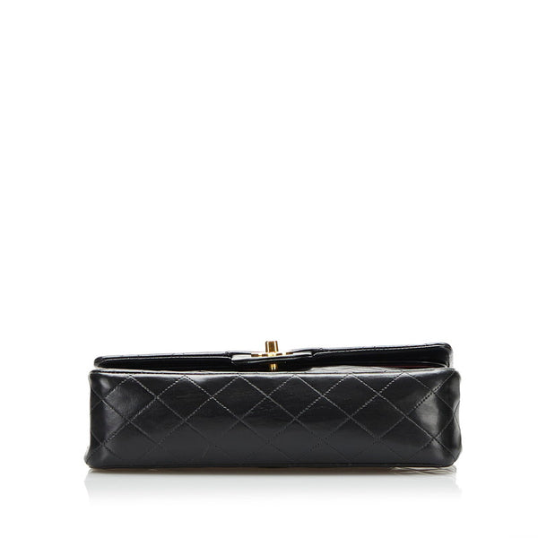 シャネル マトラッセ ダブルフラップ チェーンショルダーバッグ ブラック レザー レディース CHANEL 【中古】
