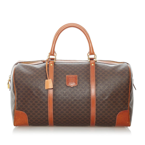 セリーヌ マカダム ボストンバッグ ブラウン PVC レザー レディース CELINE 【中古】