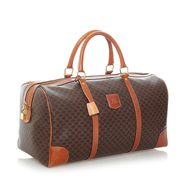 セリーヌ マカダム ボストンバッグ ブラウン PVC レザー レディース CELINE 【中古】