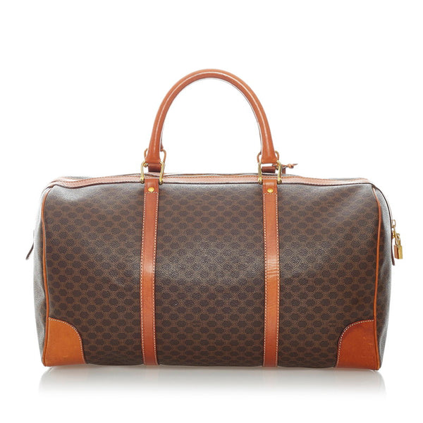 セリーヌ マカダム ボストンバッグ ブラウン PVC レザー レディース CELINE 【中古】
