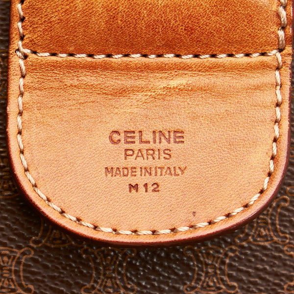 セリーヌ マカダム ボストンバッグ ブラウン PVC レザー レディース CELINE 【中古】