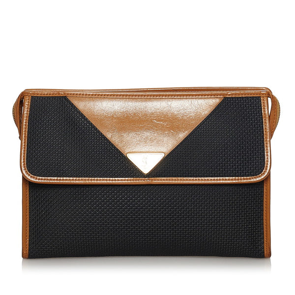 サンローラン クラッチバッグ ブラック ブラウン PVC レザー レディース SAINT LAURENT 【中古】