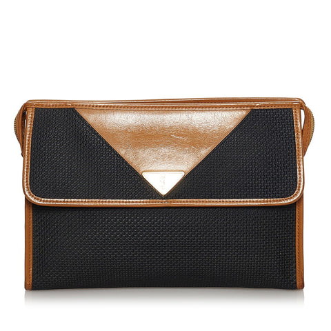 サンローラン クラッチバッグ ブラック ブラウン PVC レザー レディース SAINT LAURENT 【中古】