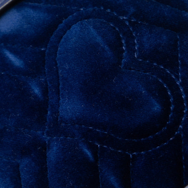 グッチ GGマーモント ウエストバッグ 476434 ブルー ゴールド ベルベット レディース GUCCI 【中古】