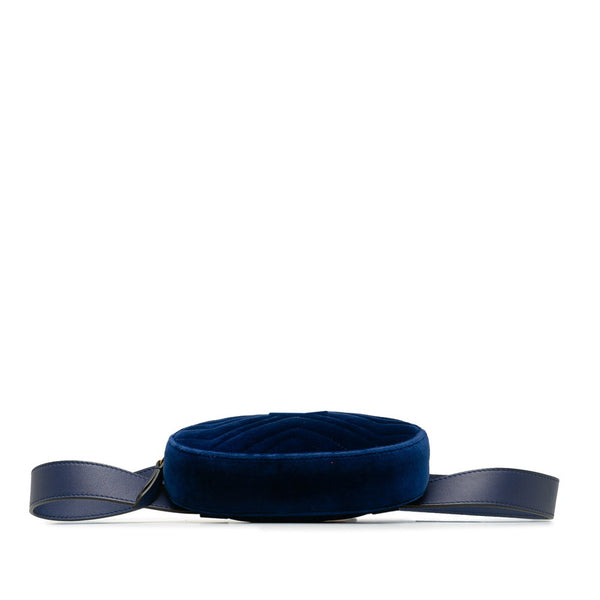 グッチ GGマーモント ウエストバッグ 476434 ブルー ゴールド ベルベット レディース GUCCI 【中古】