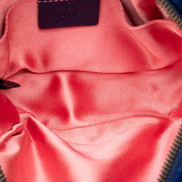 グッチ GGマーモント ウエストバッグ 476434 ブルー ゴールド ベルベット レディース GUCCI 【中古】