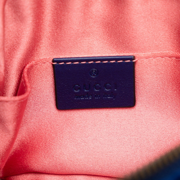 グッチ GGマーモント ウエストバッグ 476434 ブルー ゴールド ベルベット レディース GUCCI 【中古】