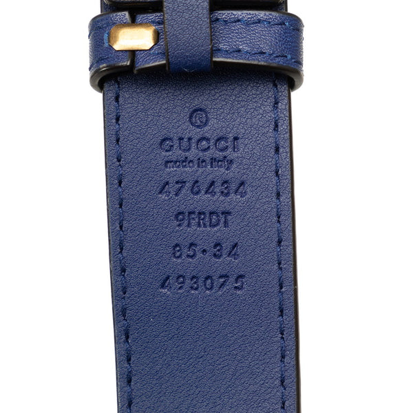 グッチ GGマーモント ウエストバッグ 476434 ブルー ゴールド ベルベット レディース GUCCI 【中古】