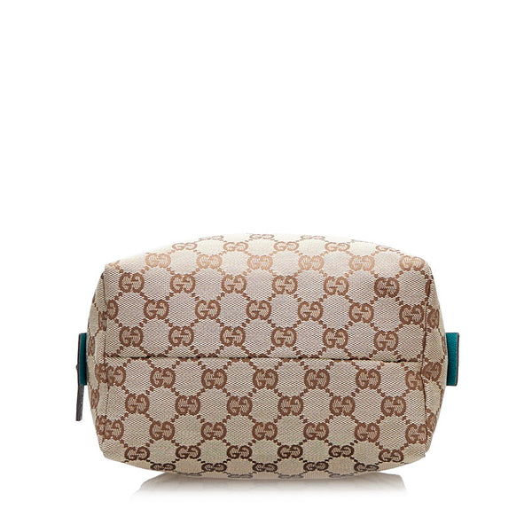 グッチ GGキャンバス ハンドバッグ ミニハンドバッグ 124542 ベージュ ライトブルー キャンバス レザー レディース GUCCI 【中古】