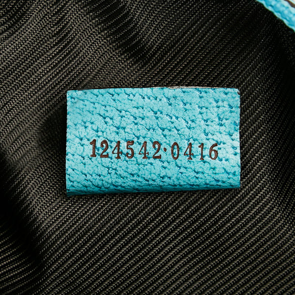 グッチ GGキャンバス ハンドバッグ ミニハンドバッグ 124542 ベージュ ライトブルー キャンバス レザー レディース GUCCI 【中古】