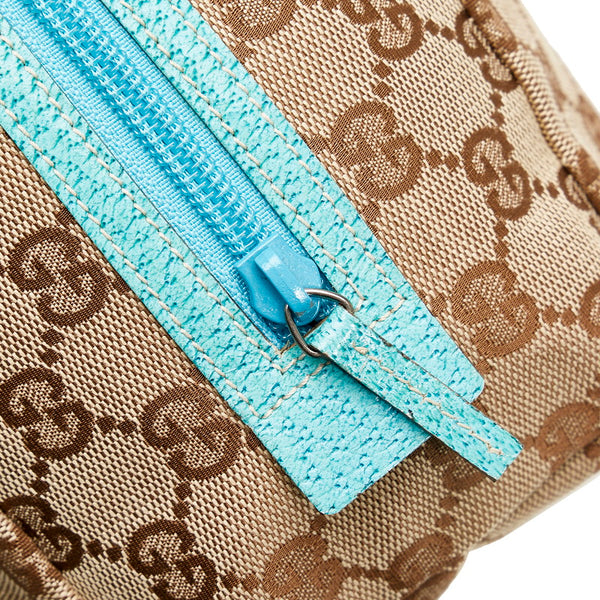 グッチ GGキャンバス ハンドバッグ ミニハンドバッグ 124542 ベージュ ライトブルー キャンバス レザー レディース GUCCI 【中古】