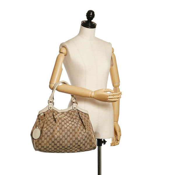 グッチ ＧGキャンバス スーキー ハンドバッグ 211944 ベージュ ホワイト キャンバス レザー レディース GUCCI 【中古】