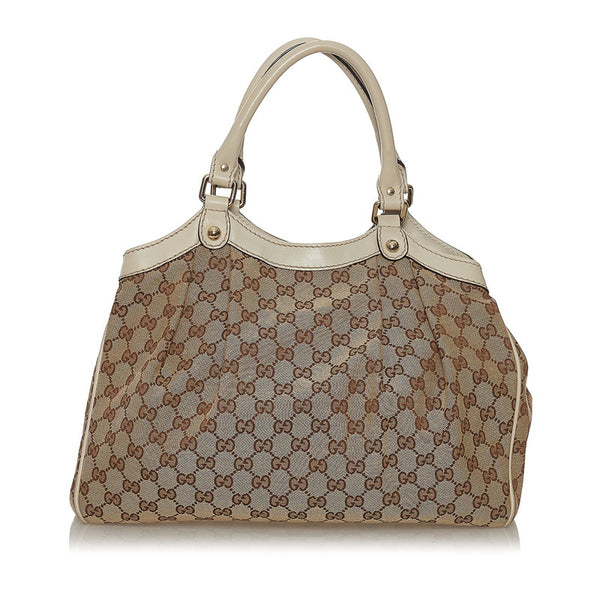 グッチ ＧGキャンバス スーキー ハンドバッグ 211944 ベージュ ホワイト キャンバス レザー レディース GUCCI 【中古】