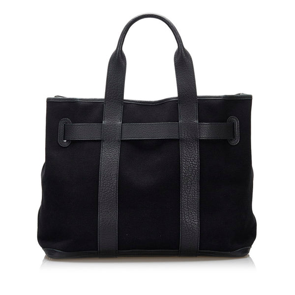 エルメス プティットサンチュールMM ハンドバッグ ブラック キャンバス レザー レディース HERMES 【中古】