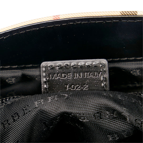 バーバリー ノバチェック ハンドバッグ ベージュ ブラック PVC レザー レディース BURBERRY 【中古】