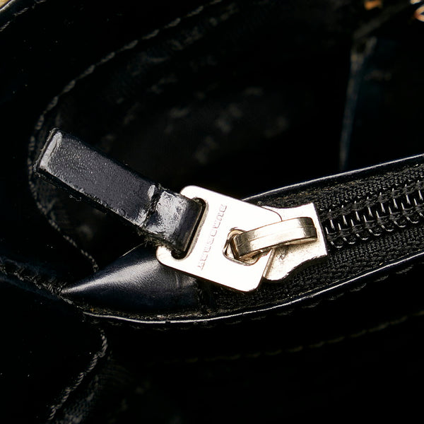 バーバリー ノバチェック ハンドバッグ ベージュ ブラック PVC レザー レディース BURBERRY 【中古】