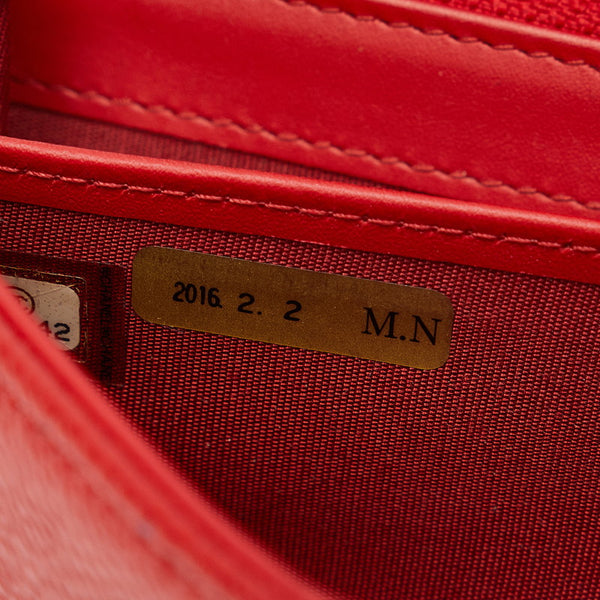 シャネル ココマーク 長財布 レッド キャビアスキン レディース CHANEL 【中古】