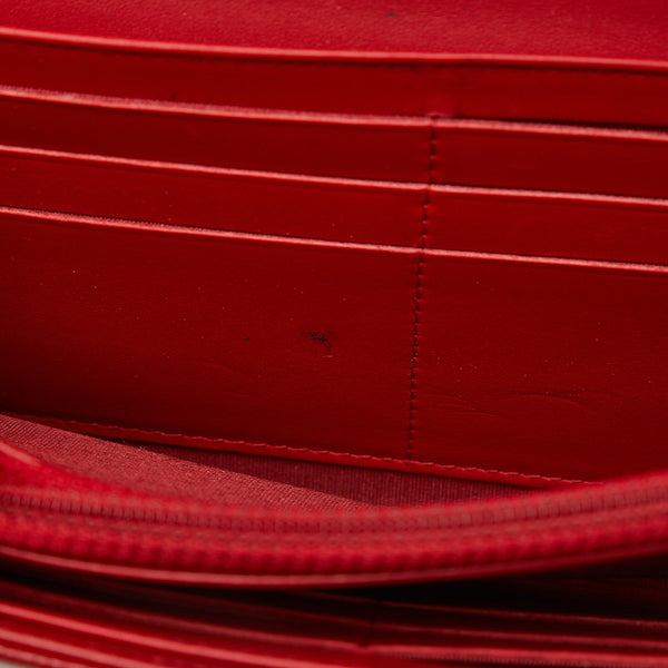 シャネル ココマーク 長財布 レッド キャビアスキン レディース CHANEL 【中古】