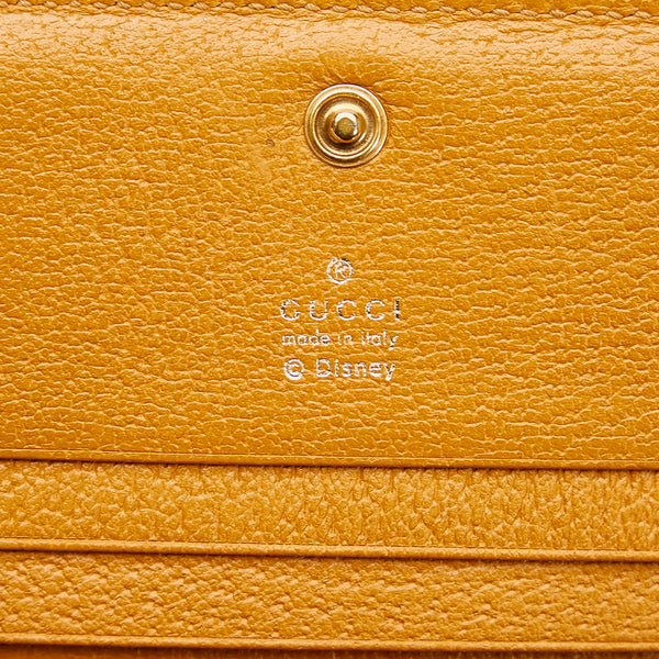 グッチ ×ディズニー ミッキーマウス コラボ GGスプリーム 二つ折り財布 コンパクトウォレット 602534 ブラウン PVC レザー レディース GUCCI 【中古】