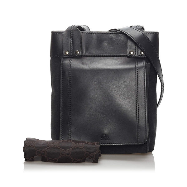 グッチ 斜め掛け ショルダーバッグ 106300 ブラック キャンバス レザー メンズ GUCCI 【中古】