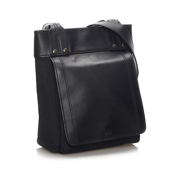 グッチ 斜め掛け ショルダーバッグ 106300 ブラック キャンバス レザー メンズ GUCCI 【中古】