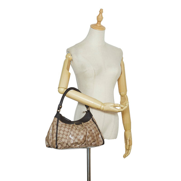 グッチ GGクリスタル アビー ショルダーバッグ ワンショルダーバッグ 265692 ベージュ ブラウン ナイロン レザー レディース GUCCI 【中古】