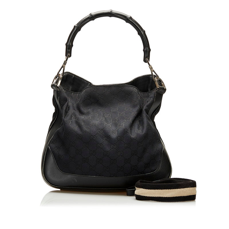 グッチ GGキャンバス バンブー ハンドバッグ ショルダーバッグ 2WAY 001 4095 ブラック キャンバス レザー レディース GUCCI 【中古】