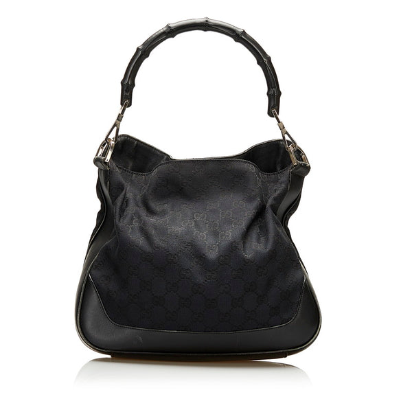 グッチ GGキャンバス バンブー ハンドバッグ ショルダーバッグ 2WAY 001 4095 ブラック キャンバス レザー レディース GUCCI 【中古】
