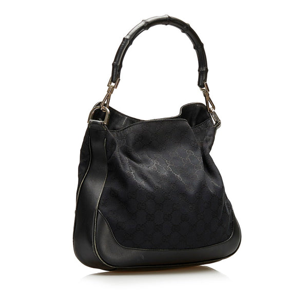 グッチ GGキャンバス バンブー ハンドバッグ ショルダーバッグ 2WAY 001 4095 ブラック キャンバス レザー レディース GUCCI 【中古】