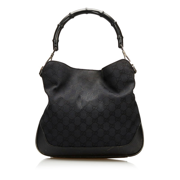 グッチ GGキャンバス バンブー ハンドバッグ ショルダーバッグ 2WAY 001 4095 ブラック キャンバス レザー レディース GUCCI 【中古】