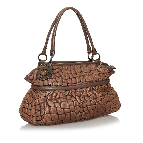 フェンディ シェフバッグ トートバッグ 8BH186 ブラウン レザー レディース FENDI 【中古】