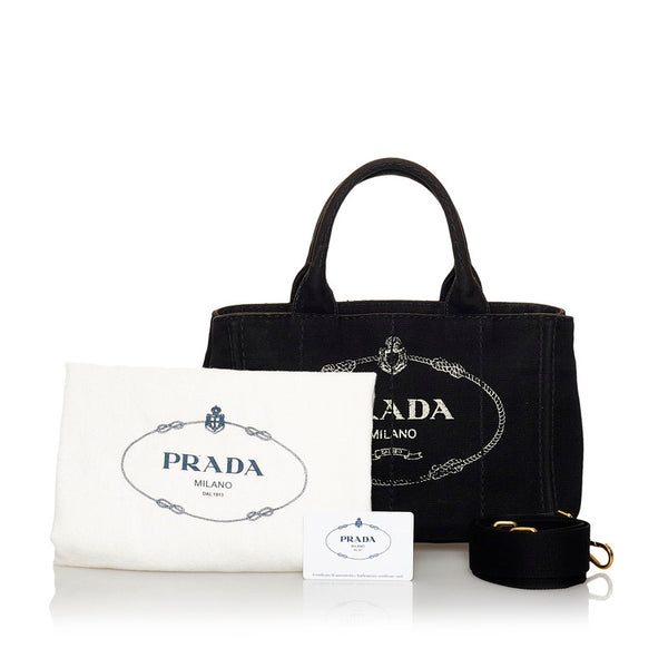 プラダ カナパ 1BG439 ブラック キャンバス ハンドバッグ ショルダーバッグ ２WAY レディース PRADA 【中古】