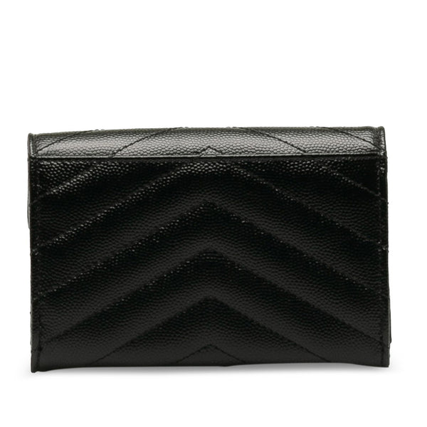 サンローラン モノグラム コンパクト ウォレット 長財布 ブラック ゴールド レザー レディース SAINT LAURENT 【中古】