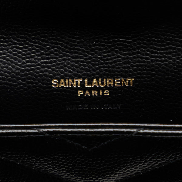 サンローラン モノグラム コンパクト ウォレット 長財布 ブラック ゴールド レザー レディース SAINT LAURENT 【中古】