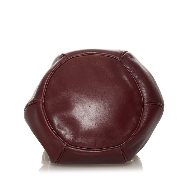 カルティエ マスト 巾着 ショルダーバッグ ボルドー レザー レディース CARTIER 【中古】