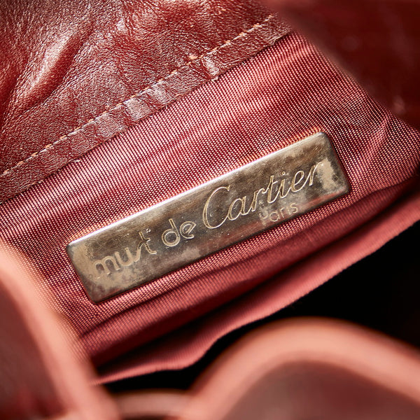 カルティエ マスト 巾着 ショルダーバッグ ボルドー レザー レディース CARTIER 【中古】