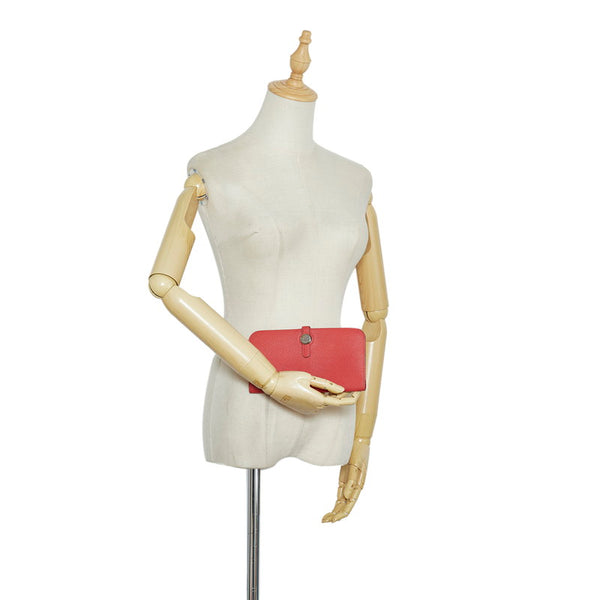 エルメス ドゴンロング シルバー金具 長財布 フラミンゴ トリヨンクレマンス レディース HERMES 【中古】