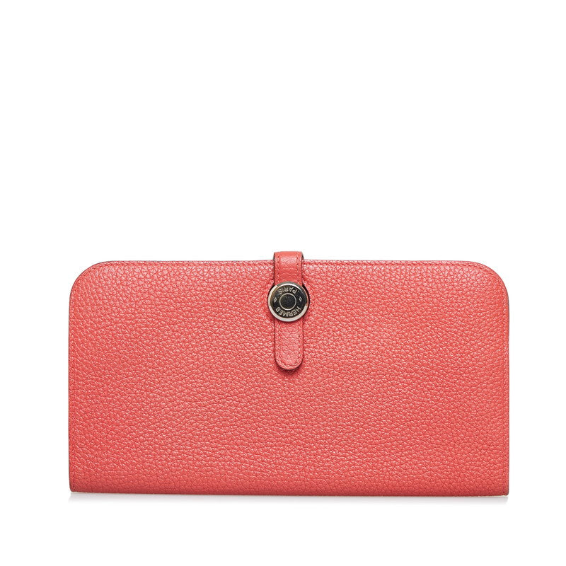 エルメス ドゴンロング シルバー金具 長財布 フラミンゴ トリヨンクレマンス レディース HERMES 【中古】