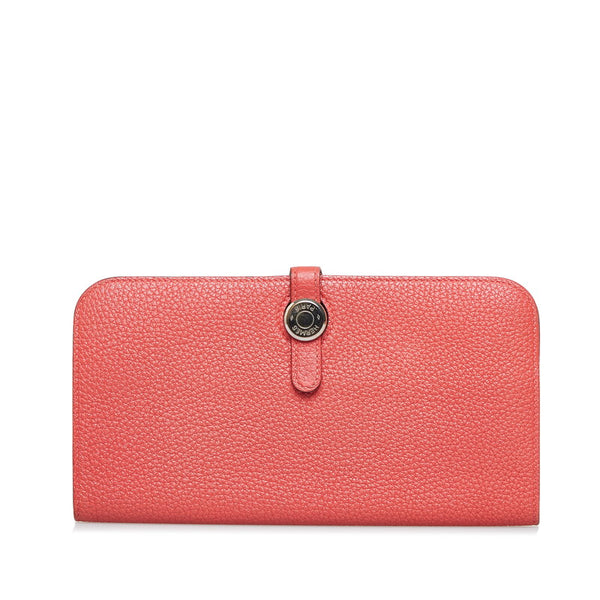 エルメス ドゴンロング シルバー金具 長財布 フラミンゴ トリヨンクレマンス レディース HERMES 【中古】