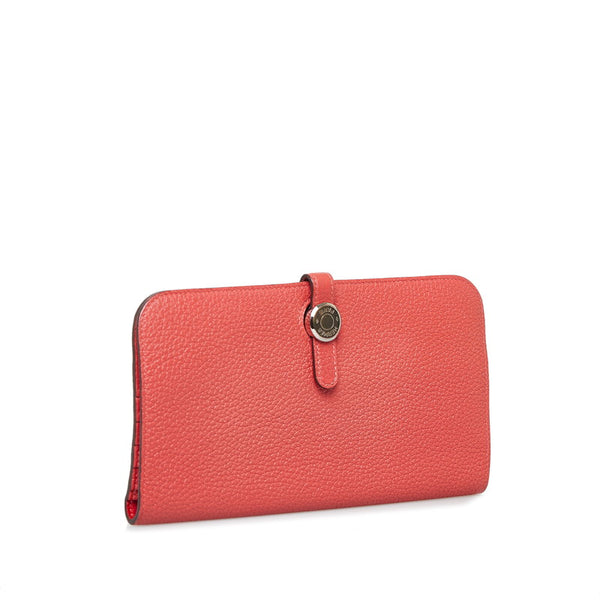 エルメス ドゴンロング シルバー金具 長財布 フラミンゴ トリヨンクレマンス レディース HERMES 【中古】