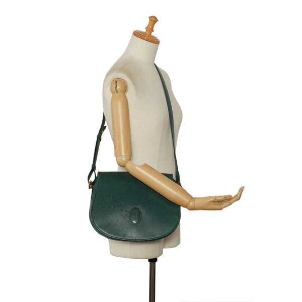 カルティエ 斜め掛け ショルダーバッグ グリーン レザー レディース CARTIER 【中古】