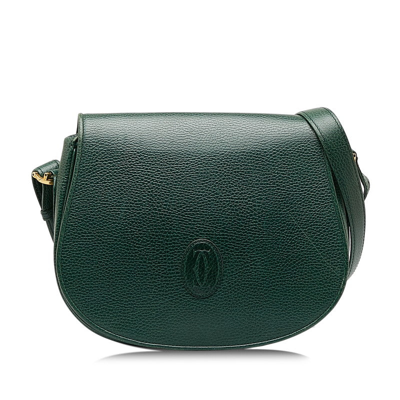 カルティエ 斜め掛け ショルダーバッグ グリーン レザー レディース CARTIER 【中古】