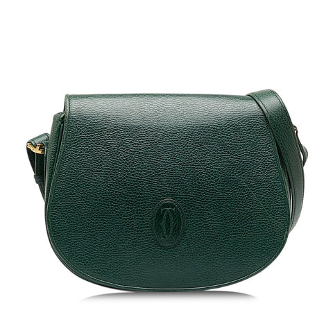 カルティエ 斜め掛け ショルダーバッグ グリーン レザー レディース CARTIER 【中古】