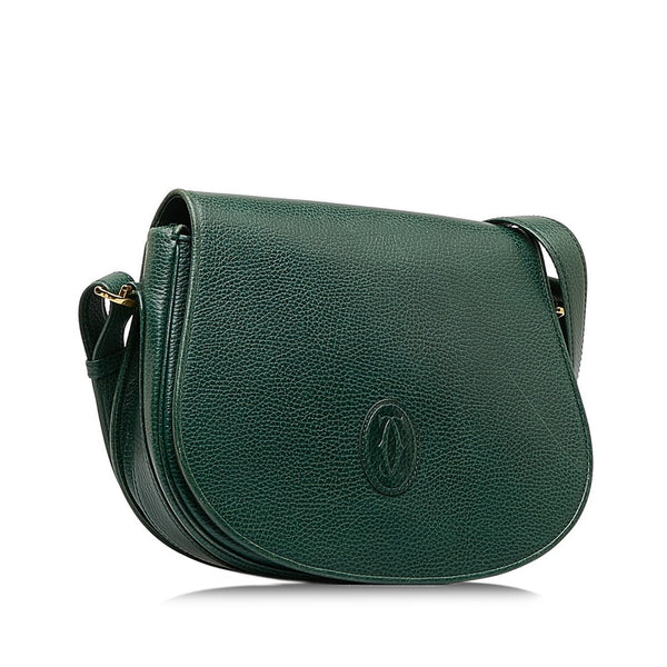 カルティエ 斜め掛け ショルダーバッグ グリーン レザー レディース CARTIER 【中古】