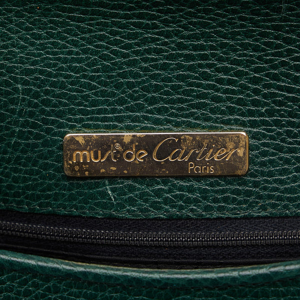カルティエ 斜め掛け ショルダーバッグ グリーン レザー レディース CARTIER 【中古】