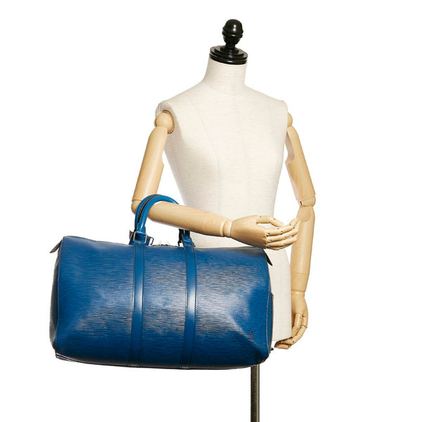 ルイ ヴィトン エピ キーポル45 M42975 トレドブルー レザー ボストンバッグ レディース LOUIS VUITTON 【中古】