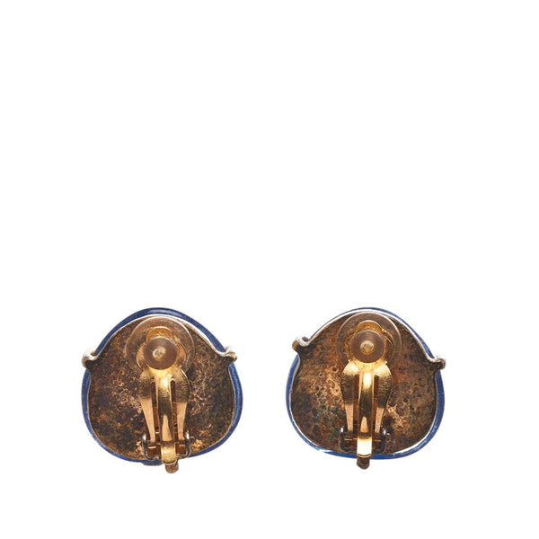 シャネル ココマーク グリポア ハート イヤリング ブルー ゴールド メッキ レディース CHANEL 【中古】