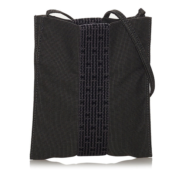 エルメス エールライン 斜め掛け ショルダーバッグ グレー キャンバス レディース HERMES 【中古】