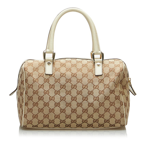 グッチ GGキャンバス ハンドバッグ 153026 ブラウン ベージュ キャンバス レザー レディース GUCCI 【中古】